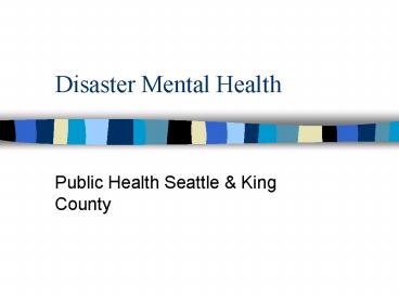 Disaster Mental Health