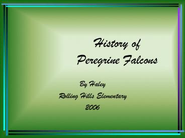History of Peregrine Falcons