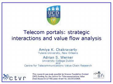 Telecom portals: strategic interactions and value flow analysis