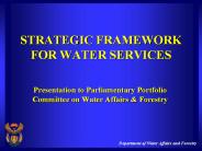 STRATEGIC FRAMEWORK FOR WATER SERVICES