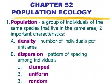 CHAPTER 52 POPULATION ECOLOGY