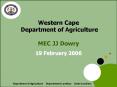 Western Cape Department of Agriculture MEC JJ Dowry PowerPoint PPT Presentation