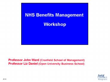 Professor John Ward Cranfield School of Management