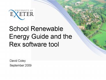 School Renewable Energy Guide and the Rex software tool