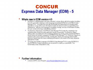 CONCUR Express Data Manager EDM 5