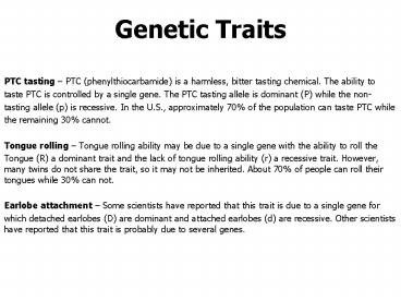 Genetic Traits