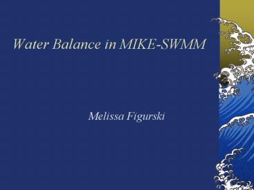 Water Balance in MIKESWMM
