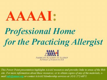 AAAAI Helping you manage your practice