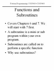Functions and Subroutines