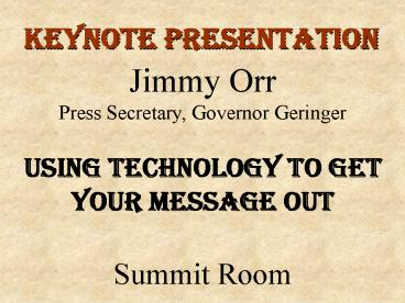 Keynote Presentation