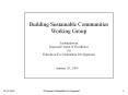 Building Sustainable Communities Working Group PowerPoint PPT Presentation