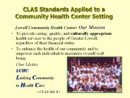 CLAS Standards Applied to a Community Health Center Setting