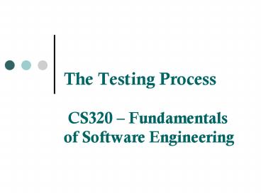 The Testing Process CS320 Fundamentals of Software Engineering