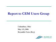 Report to CEM Users Group
