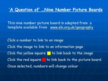 A Question of Nine Number Picture Boards