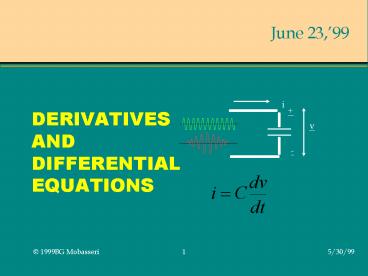 DERIVATIVES AND DIFFERENTIAL EQUATIONS