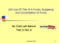 LEA Use Of Title IIA Funds, Budgeting and Consolidation of Funds PowerPoint PPT Presentation