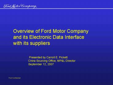 Presented by Carroll E' Pickett