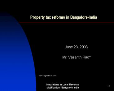 Property tax reforms in Bangalore-India