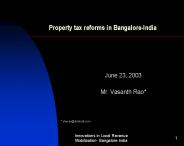 Property tax reforms in Bangalore-India
