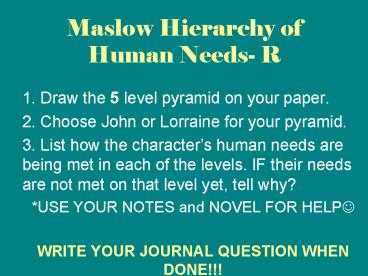 Maslow Hierarchy of Human Needs R