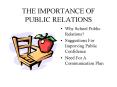 THE IMPORTANCE OF PUBLIC RELATIONS PowerPoint PPT Presentation