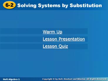Solving Systems by Substitution