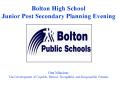 Bolton High School Junior Post Secondary Planning Evening PowerPoint PPT Presentation