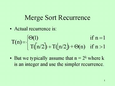Merge Sort Recurrence