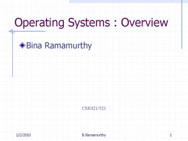Operating Systems : Overview
