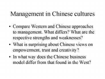 Management in Chinese cultures