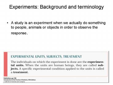 Experiments: Background and terminology