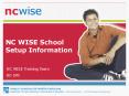 NC WISE School Setup Information PowerPoint PPT Presentation