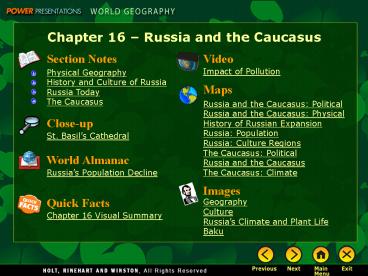 Chapter 16 Russia and the Caucasus
