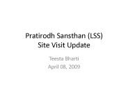 Pratirodh Sansthan (LSS) Site Visit Update