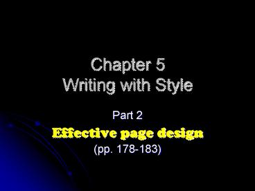 Chapter 5 Writing with Style