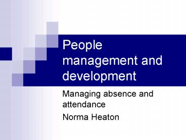 People management and development