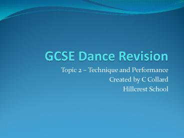 GCSE Dance Revision