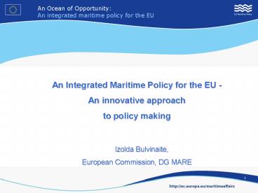 An Integrated Maritime Policy for the EU -