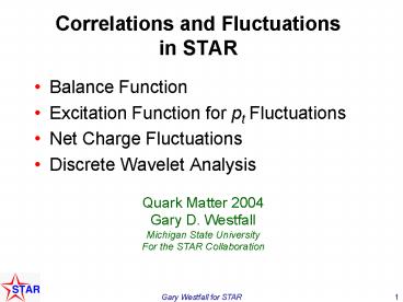 Correlations and Fluctuations in STAR