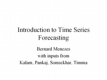 Introduction to Time Series Forecasting