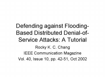 Defending against Flooding-Based Distributed Denial-of-Service Attacks: A Tutorial