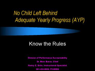 No Child Left Behind Adequate Yearly Progress AYP