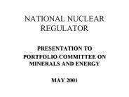 NATIONAL NUCLEAR REGULATOR