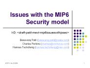 Issues with the MIP6 Security model