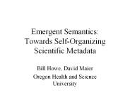 Emergent Semantics: Towards Self-Organizing Scientific Metadata