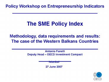 Policy Workshop on Entrepreneurship Indicators