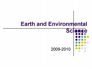 Earth and Environmental Science
