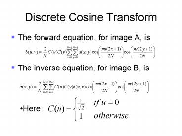 Discrete Cosine Transform presentation | free to view