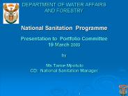 DEPARTMENT OF WATER AFFAIRS AND FORESTRY